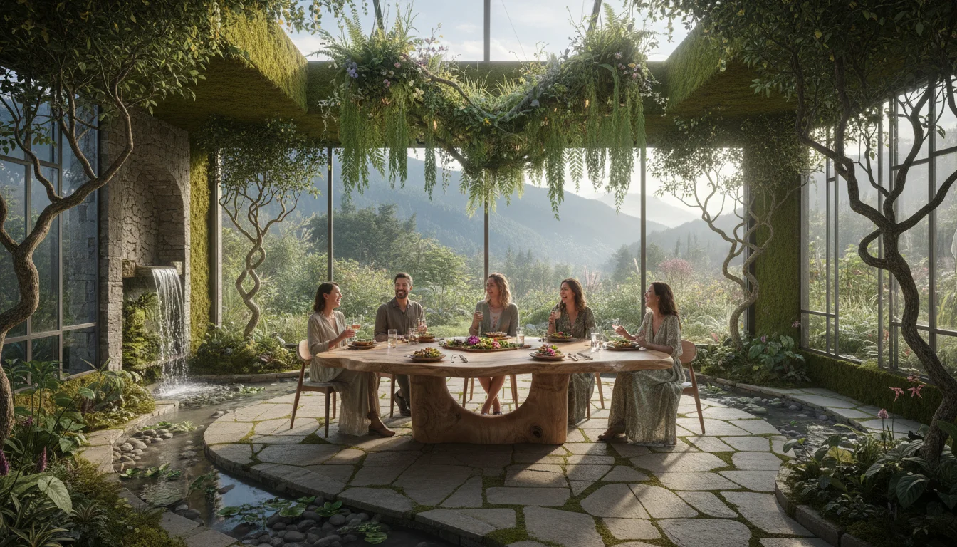 Dining nature-infused - living dining design - Biophilic Living Dining Nature-Infused Culinary Sanctuary - Transform your dining - Gemini Auto Post